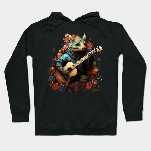 Armadillo Playing Guitar Hoodie by JH Mart